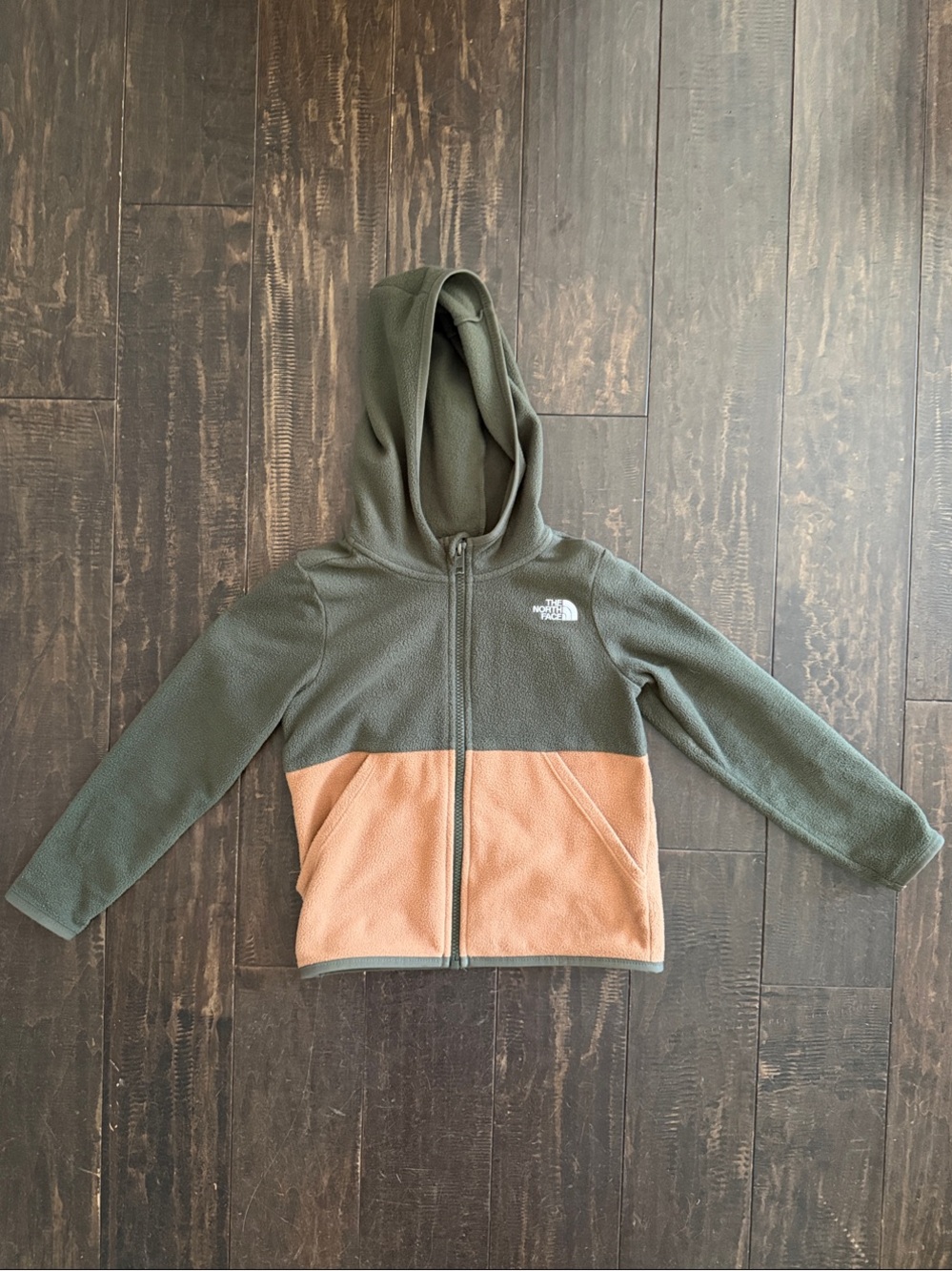 The North Face Kids Olive Green & Peach Two-Tone Fleece Hoodie